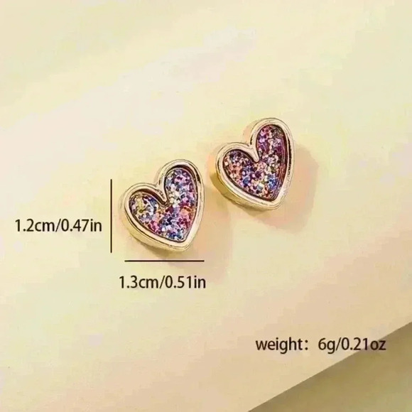 Heart-Shaped Stud Earrings - Picture 2 of 2